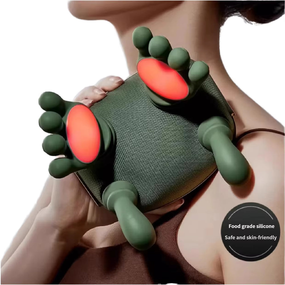 N7 Silicone Paint Shell Shiatsu Bionic Shoulder and Neck Massager Deep Tissue Kneading Heating Simulating Hand Sharp Massagers