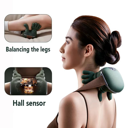 N7 Silicone Paint Shell Shiatsu Bionic Shoulder and Neck Massager Deep Tissue Kneading Heating Simulating Hand Sharp Massagers