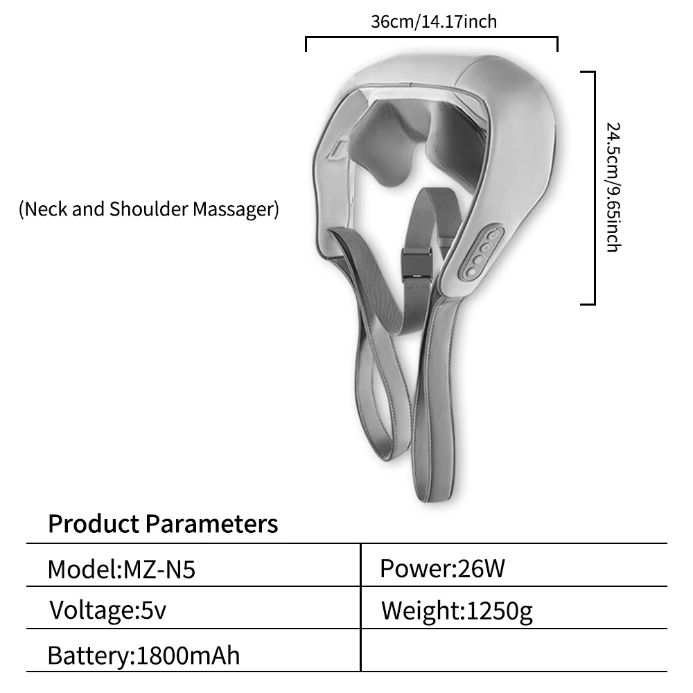 Electric Neck & Shoulder Massager with Graphene Heating Simulates Hand Grabbing Movements Covers Back Legs Legs